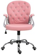 Vinsetto Fotoliu de birou, Ergonomic Fotoliu de birou cu Suport pentru Brațe, Spătar Căptușit, Reglabil în Înălțime Fotoliu de calculator cu Piele Ecologică, Scaun Rotativ pentru Acasă sau Birou, Roz | Aosom Romania