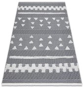 Covor ECO SISAL BOHO MOROC Geometric 22321 franjuri - două niveluri de lână cremă / gri, covor reciclat