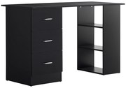 HOMCOM Birou de Calculator Modern, Masa de Lucru cu 3 Sertare și Raft pentru Depozitare, Design Elegant, Negru | Aosom Romania