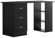 HOMCOM Birou de Calculator Modern, Masa de Lucru cu 3 Sertare și Raft pentru Depozitare, Design Elegant, Negru | Aosom Romania