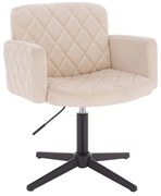 HR802CROSS Scaun Crem din Catifea cu Bază Neagră