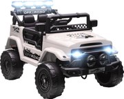 AIYAPLAY Off-road pentru Copii cu Faruri, Claxon, Centură și Telecomandă, în PP și Metal, 99x66x68.5 cm, Alb | Aosom Romania