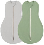 Set 2 sisteme de infasat cu fermoar dublu Kidizi SnugPod Grey Green S, pentru nou-nascuti  2.6-5 kg, 0.5 tog