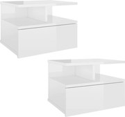 vidaXL Noptiere suspendate, 2 buc., alb extralucios, 40x31x27 cm