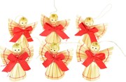 Set ornamente de Crăciun, Figurine din paie 5,5cm, 6 buc.