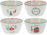 Set de 4 boluri din ceramică Let It Snow 500 ml, 14 cm