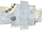 Tablou - Baloane deasupra orașului, nuanțe reci (150x105 cm)