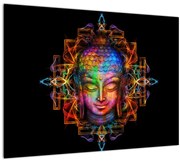 Tablou - Bustul lui Buddha în culori neon (70x50 cm)