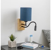 Lampă LED de perete Brilagi NUBILA WOOD 1xE27/25W/230V + LED/3W stejar/albastru închis