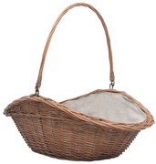 vidaXL Coș pentru lemne de foc cu mâner, natural, 60x44x55 cm, salcie
