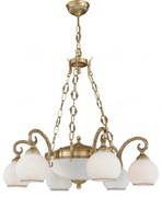 Candelabru cu 8 brate clasic design italian din alama, sticla 8400 RA-L. 8400/6+2