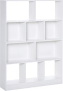 HOMCOM Bibliotecă raft Mobilier de Depozitare 5 nișe + 5 rafturi Panouri Particule Alb | Aosom Romania