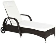 Outsunny Sezlong Relax din Ratan, Design Ergonomic cu Spătar Reglabil, Ideal pentru Grădină, Terasă, Maro | Aosom Romania