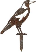 Decoratiune gradina BIRD A-02, maro, metal, 32x30 cm