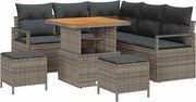 vidaXL Set de canapele pentru grădină cu pernă 8 pcs Gri poliratan
