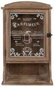 Dulap vintage de perete din lemn, cu ușă din sticlă sablata, Parfumeur, 32x15x54 cm