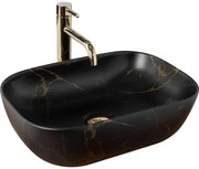 REA-U8908 - Lavoar BELINDA pentru blat 33,5x46,5 cm ceramică/negru/decor marmură