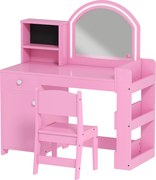 AIYAPLAY Set masă și scaun de machiaj pentru copii, cu lumini LED, MDF, Acril, 88.6 x 38.8 x 96.9, Roz | Aosom Romania