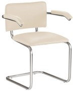 Scaun vizitator MURIELLO Arm, Crem piele ecologica