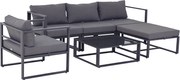 Outsunny set de mobilier de grădină 6 piese, canapele și scaune aluminiu, poliester, sticlă, gri pentu 4–5 persoane | Aosom Romania