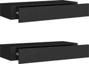 vidaXL Dulapuri de perete cu sertare 2 buc. negru 60x23,5x10 cm MDF