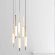 Lustra cu 6 pendule LED design LUX, fabricat manual TYPHA