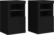 vidaXL Dulapuri laterale cu lumini LED 2 buc. negru lemn prelucrat