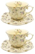 Serviciu Portelan Vintage 2 Cesti si farfurii, LILY