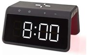 Nedis WCACQ30BK - Ceas cu alarmă, ecran LCD și încărcător wireless 15W/5V negru