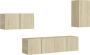 vidaXL Set de dulapuri TV, 4 piese, stejar sonoma, lemn prelucrat