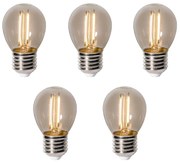 Set 5 becuri E27 dimbare LED lamp P45 smoke 3W 250 lm 2200K