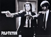 Placă metalică Pulp Fiction - Black and White Guns