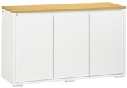 HOMCOM Bufet de Bucătărie, Dulap Depozitare cu 3 Uși, Rafturi Reglabile, Design Modern pentru Living, Hol, Alb | Aosom Romania