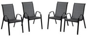 Set cu 4 scaune cu cotiere Outsunny, pentru exterior, Negru | Aosom RO