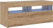vidaXL Dulap TV cu LED stejar artizanal 90x35x40 cm lemn prelucrat