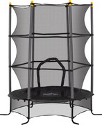 HOMCOM Trambulină pentru Copii 3-10 Ani cu Plasă de Siguranță, Suprafață Elastică cu Bare Capitonate, Ø163x190 cm, Negru | Aosom Romania