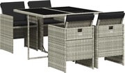 vidaXL Set mobilier de grădină cu perne, 5 piese gri deschis poliratan