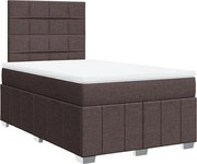 vidaXL Pat box spring cu saltea, maro închis, 120x200 cm, textil