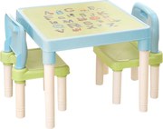 Set masa cu scaune copii BALTO, albastru/verde/crem, plastic