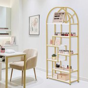 RAAU210 - Raft, 80 cm pentru salon cosmetica, birou, hol, living, baie - Alb imitatie de marmura - Auriu