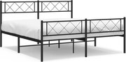 vidaXL Cadru pat fără saltea, cu tăblie picioare negru 160x200cm metal