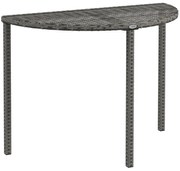 Outsunny Masa de balcon, semi-rotundă, din poliratan+metal, 100x50x74 cm, Gri | Aosom Romania