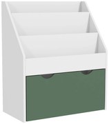 AIYAPLAY Bibliotecă pentru Copii cu Rafturi, Sertar, pentru Dormitor, Cameră de Joacă, Alb și Verde | Aosom Romania