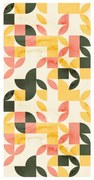 Tapet - Model geometric retro în verde-galben