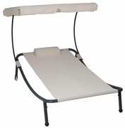 Șezlong de gradină cu acoperiș și roți - 202 x 139 x 152 cm