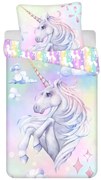Lenjerie de pat pentru copii din bumbac pentru pat de o persoană 140x200 cm Unicorn "Pastel Rainbow" – Jerry Fabrics