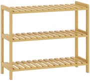 HOMCOM Etajeră din bambus cu 3 niveluri pentru pantofi pentru 9 perechi pentru antreu hol 70x26x57,5 cm natural | Aosom Romania