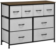 HOMCOM Comodă 8 sertare mobilier de depozitare sertar din material textil pliabil, structură din oțel negru, 100 x 30 x 78 cm | Aosom Romania