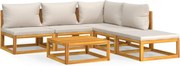 vidaXL Set mobilier grădină, perne gri deschis, 6 piese, lemn masiv