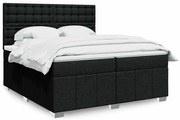 vidaXL Pat box spring cu saltea, negru, 200x200 cm, textil
